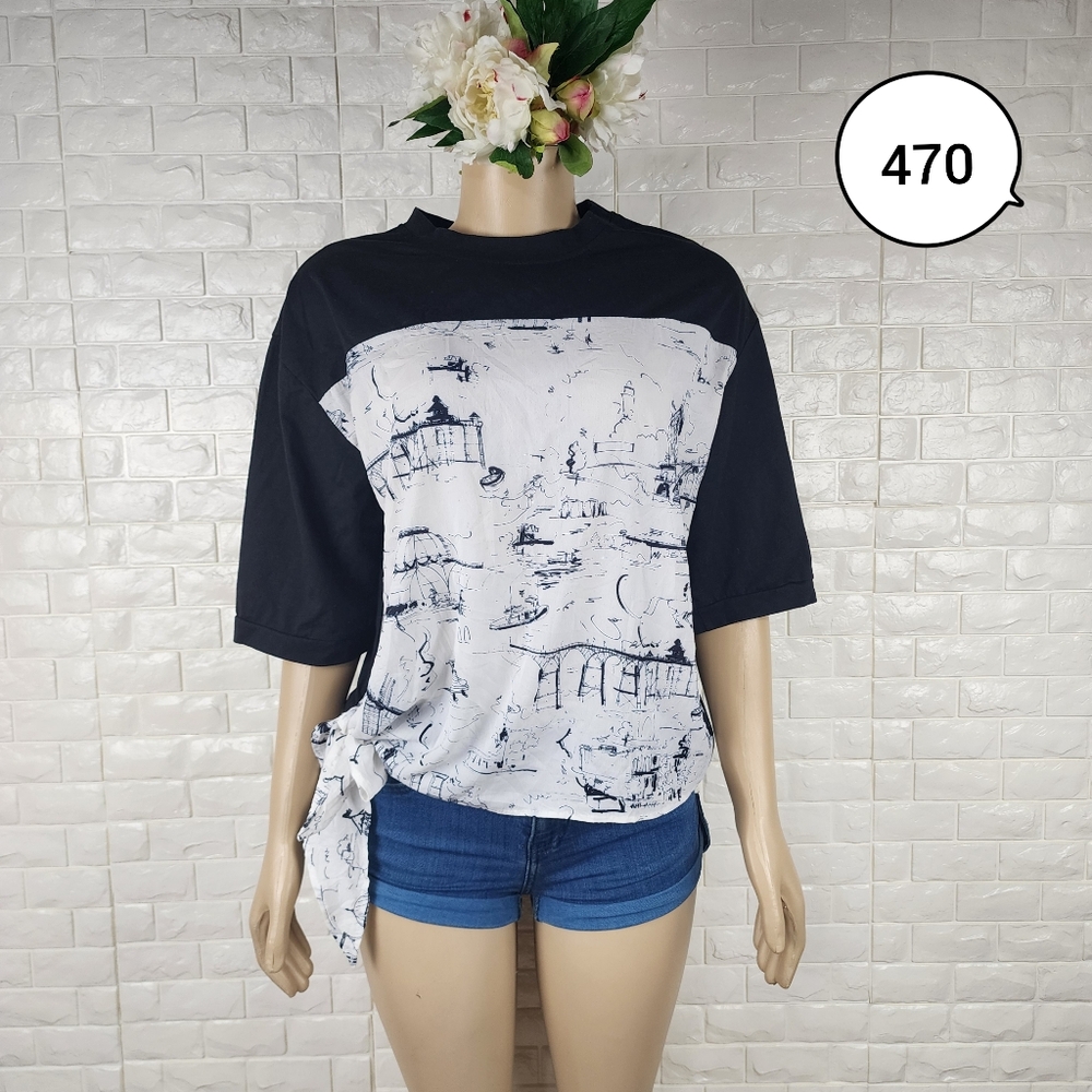 plus size black and white 2X shirt